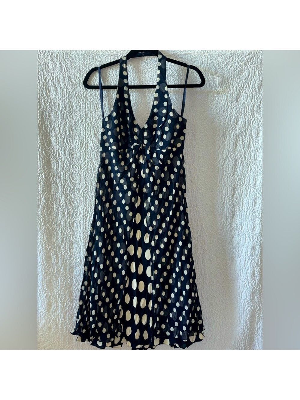 I.N.C. International Concepts Silk Polka Dots Sheer Overlay Halter Midi Dress